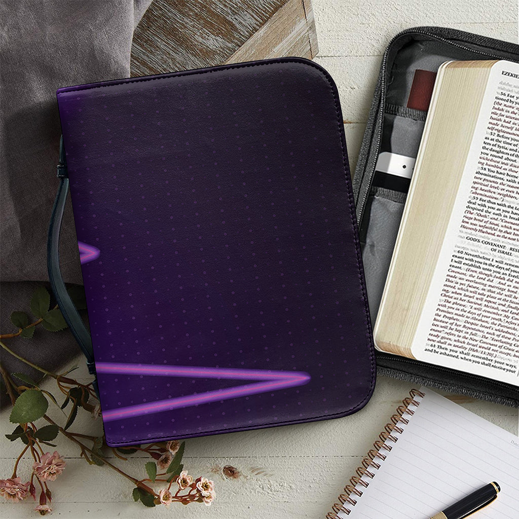 Purple Heartbeat Print Leather Bible Cover