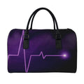 Purple Heartbeat Print Leather Duffel Bag