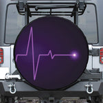 Purple Heartbeat Print Leather Spare Tire Cover