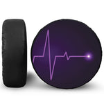 Purple Heartbeat Print Leather Spare Tire Cover