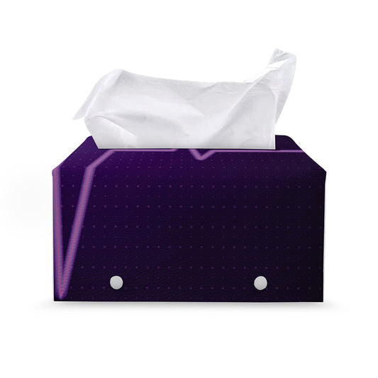 Purple Heartbeat Print Leather Tissue Box Cover