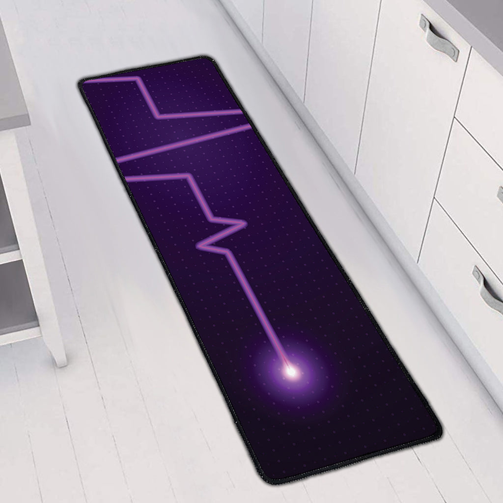 Purple Heartbeat Print Long Kitchen Mat
