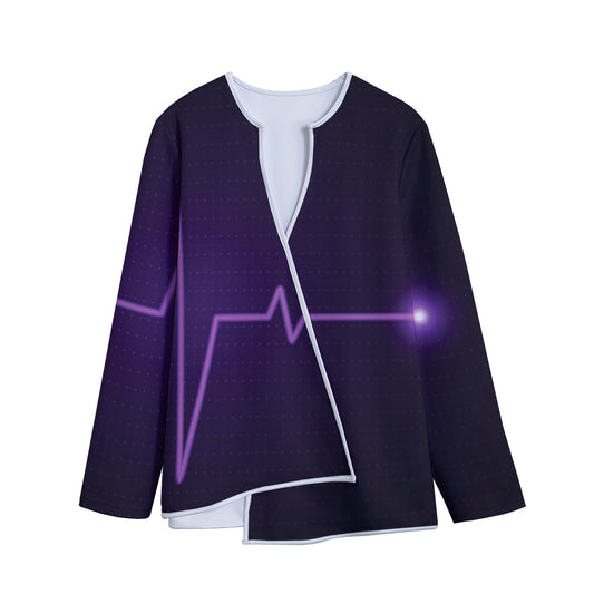 Purple Heartbeat Print Long Sleeve Short Coat