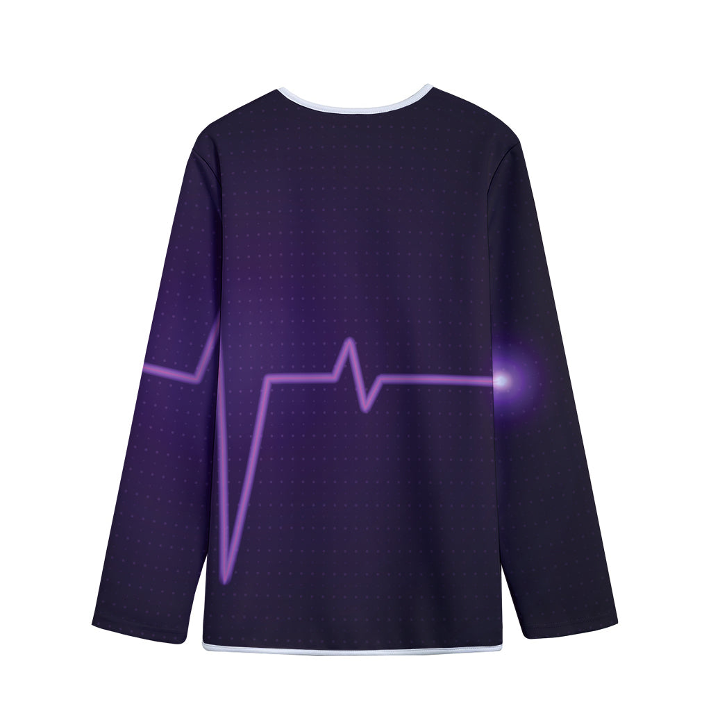 Purple Heartbeat Print Long Sleeve Short Coat