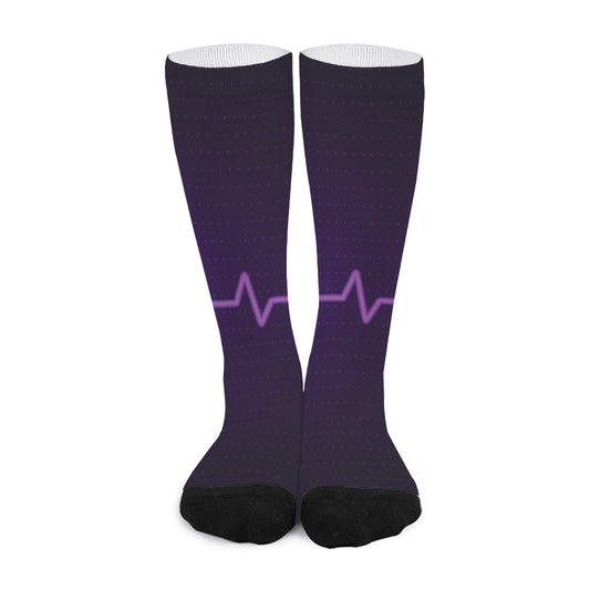Purple Heartbeat Print Long Socks
