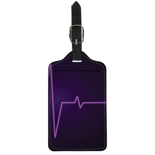 Purple Heartbeat Print Luggage Tag
