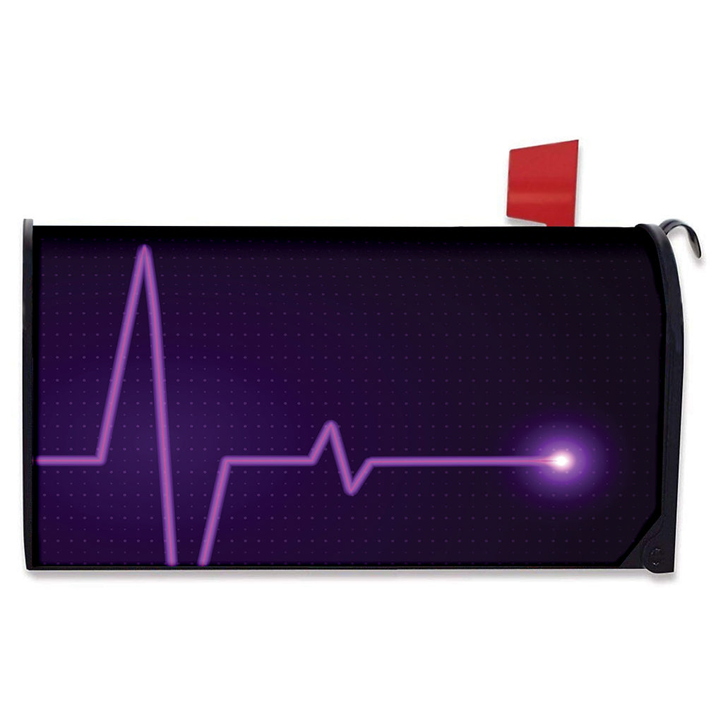 Purple Heartbeat Print Mailbox Cover