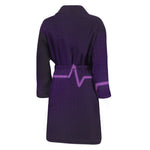 Purple Heartbeat Print Men's Bathrobe