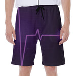 Purple Heartbeat Print Men's Beach Shorts