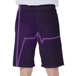 Purple Heartbeat Print Men's Beach Shorts