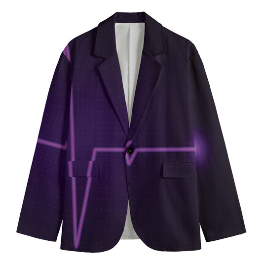Purple Heartbeat Print Men's Blazer