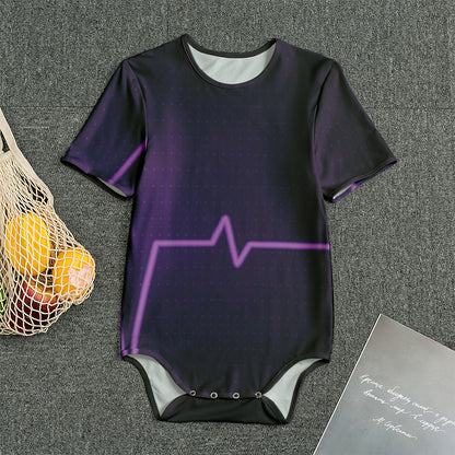 Purple Heartbeat Print Men's Bodysuit