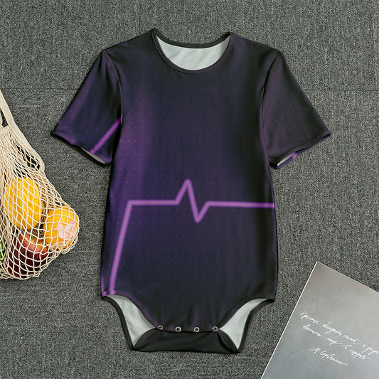 Purple Heartbeat Print Men's Bodysuit