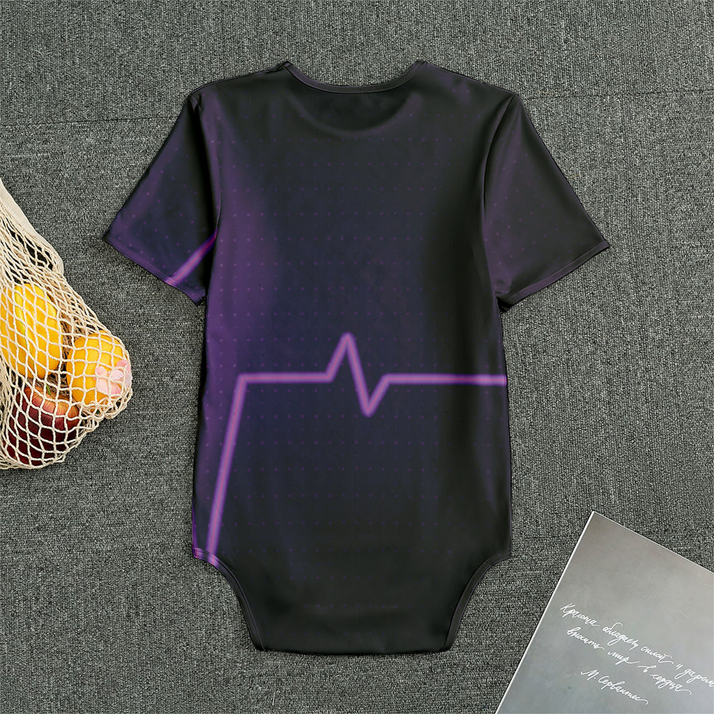 Purple Heartbeat Print Men's Bodysuit