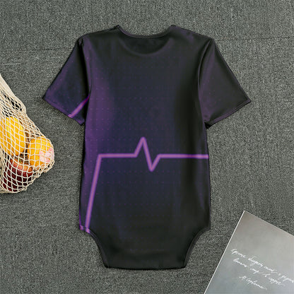 Purple Heartbeat Print Men's Bodysuit