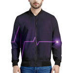 Purple Heartbeat Print Men's Bomber Jacket