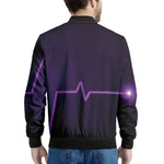 Purple Heartbeat Print Men's Bomber Jacket