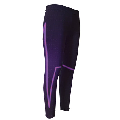 Purple Heartbeat Print Men's Compression Pants