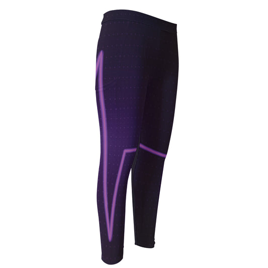 Purple Heartbeat Print Men's Compression Pants