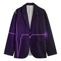 Purple Heartbeat Print Men's Cotton Blazer