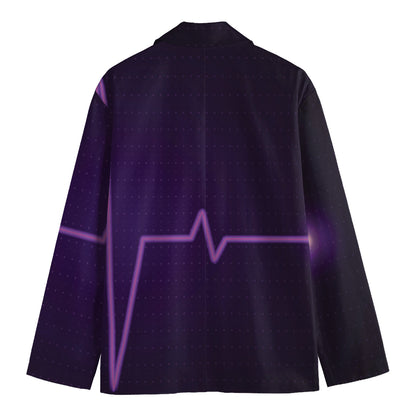 Purple Heartbeat Print Men's Cotton Blazer