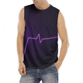 Purple Heartbeat Print Men's Fitness Tank Top