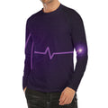 Purple Heartbeat Print Men's Long Sleeve Rash Guard