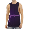 Purple Heartbeat Print Men's Muscle Tank Top