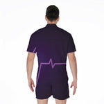 Purple Heartbeat Print Men's Rompers