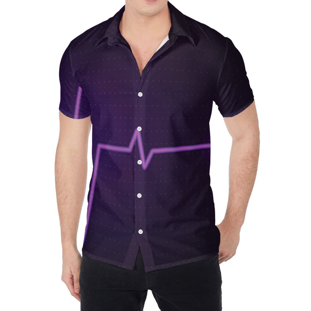 Purple Heartbeat Print Men's Shirt