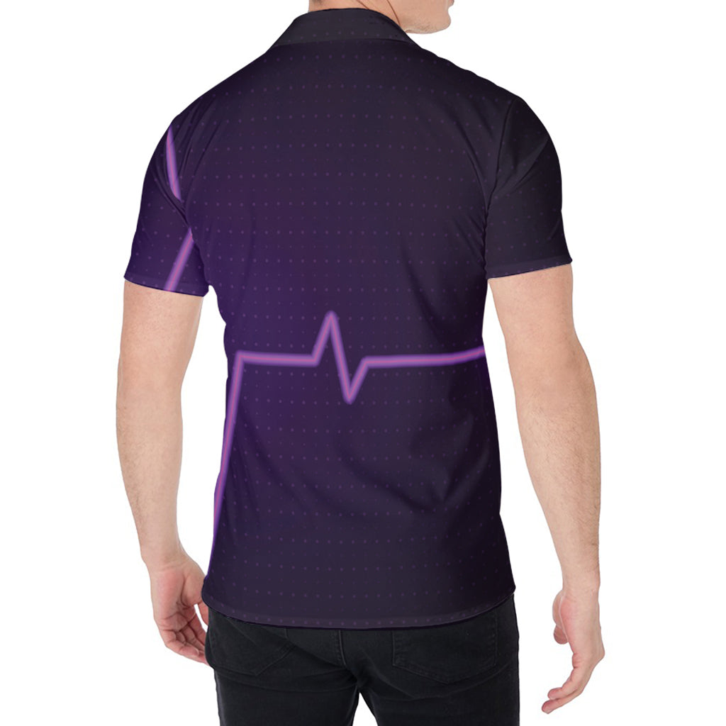 Purple Heartbeat Print Men's Shirt