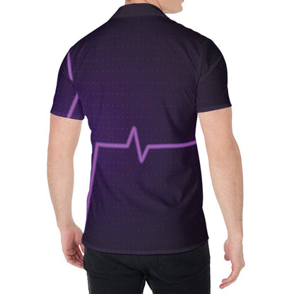 Purple Heartbeat Print Men's Shirt