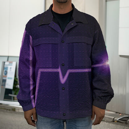 Purple Heartbeat Print Men's Shirt Jacket