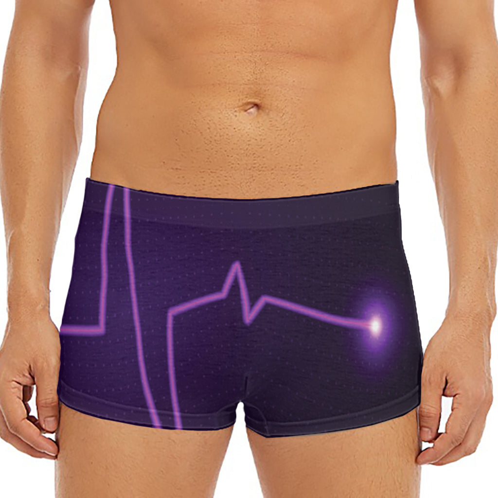 Purple Heartbeat Print Men's Short Boxer Briefs