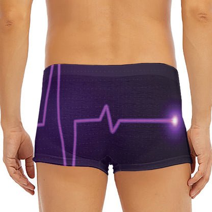 Purple Heartbeat Print Men's Short Boxer Briefs
