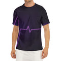Purple Heartbeat Print Men's Short Sleeve Rash Guard
