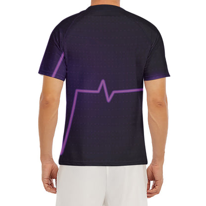Purple Heartbeat Print Men's Short Sleeve Rash Guard