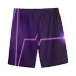 Purple Heartbeat Print Men's Sports Shorts