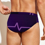 Purple Heartbeat Print Men's Swim Briefs