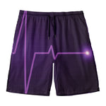Purple Heartbeat Print Men's Swim Trunks