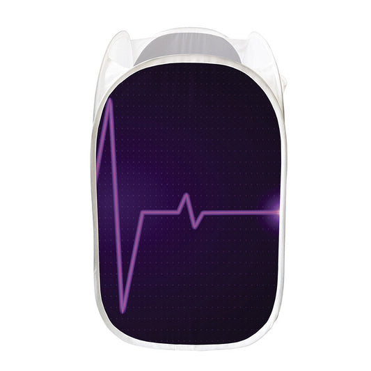 Purple Heartbeat Print Mesh Laundry Hamper
