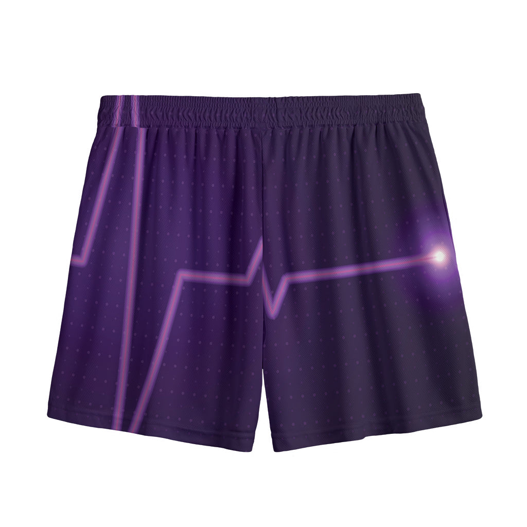 Purple Heartbeat Print Mesh Shorts