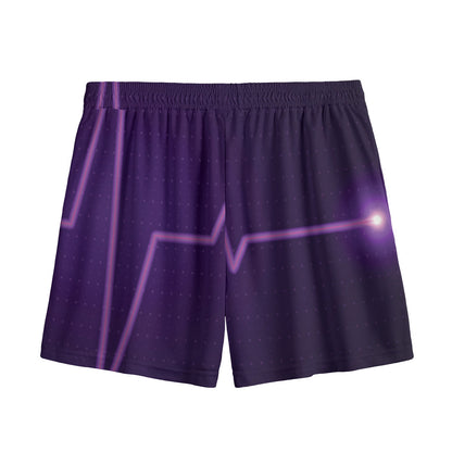 Purple Heartbeat Print Mesh Shorts