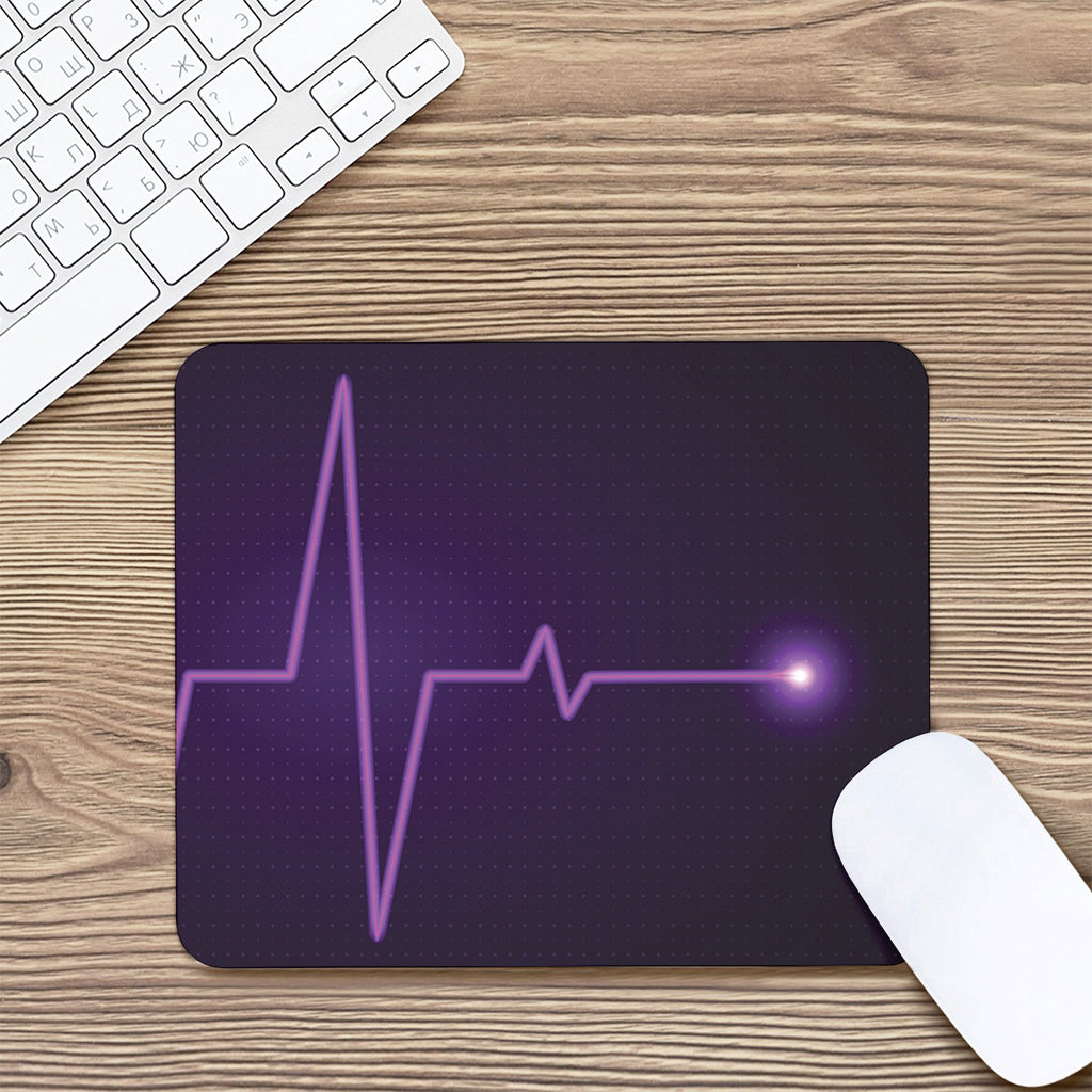 Purple Heartbeat Print Mouse Pad