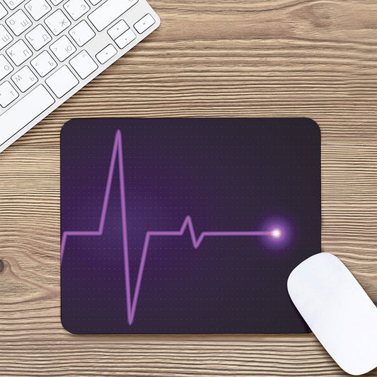 Purple Heartbeat Print Mouse Pad