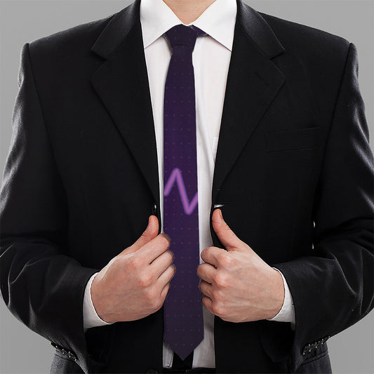 Purple Heartbeat Print Necktie