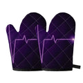 Purple Heartbeat Print Oven Mitts