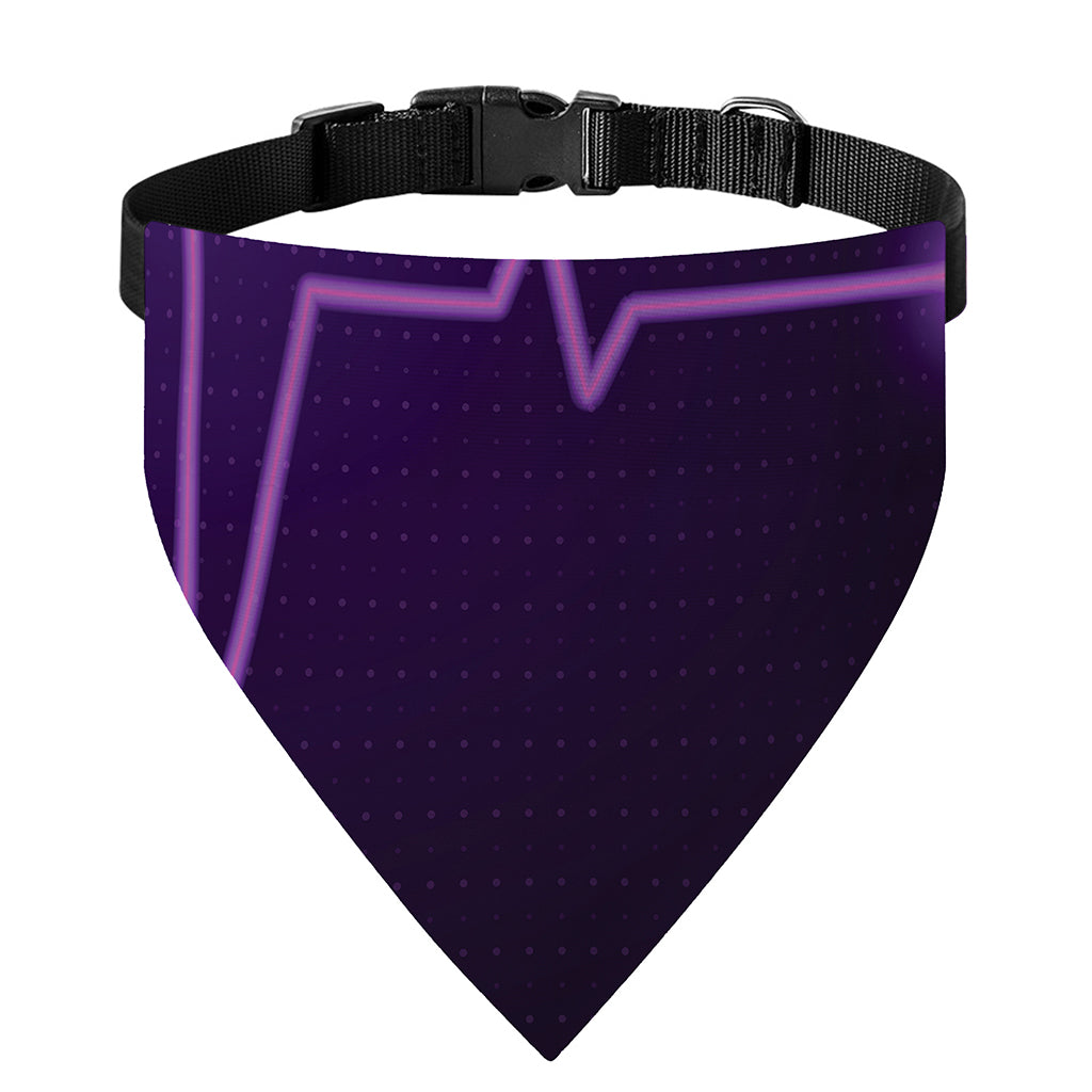 Purple Heartbeat Print Over The Collar Dog Bandana