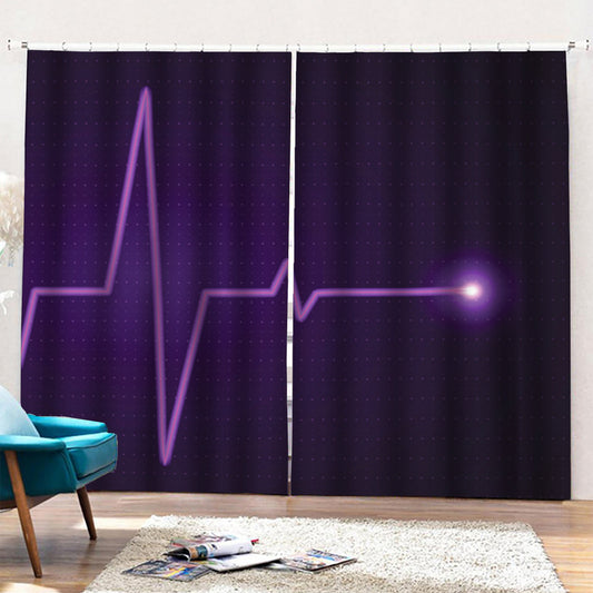 Purple Heartbeat Print Pencil Pleat Curtains