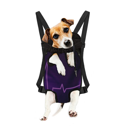 Purple Heartbeat Print Pet Carrier Backpack